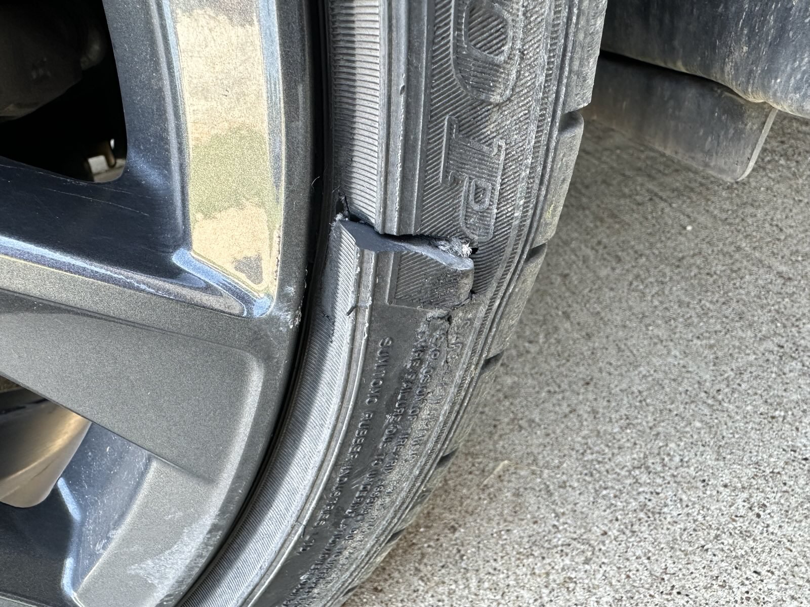 blown tire sidewall